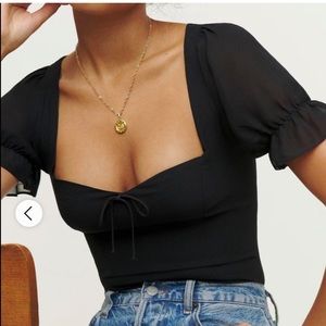 Reformation black puff sleeve top